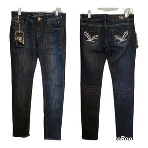 NV Jeans Womens Straight Leg Skinny Dark Wash